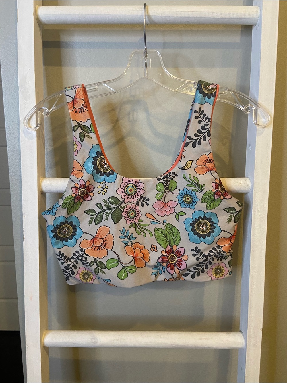 Terez Floral Scoop Neck Sports Bra - Multicolor